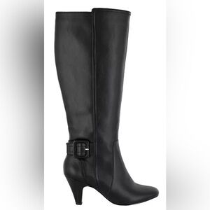 Bella Vita Troy II Classic Black Women's Knee-High Boots, Buckle Trim NIB Sz 10